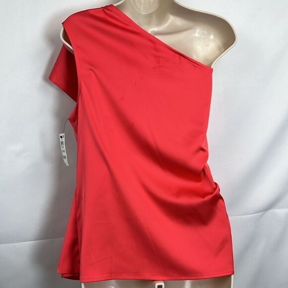 INC Coral One-shoulder ruched blouse NWT size XL - Picture 6 of 11